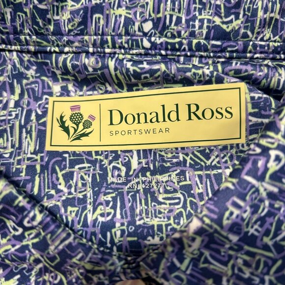 Donald Ross Sportswear Men's Size L Blue Patterned Polo Golf Shirt - Picture 6 of 11